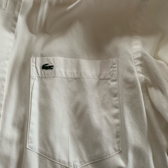 Lacoste men’s white button down men’s small size 38, front pocket shirt - Picture 3 of 4